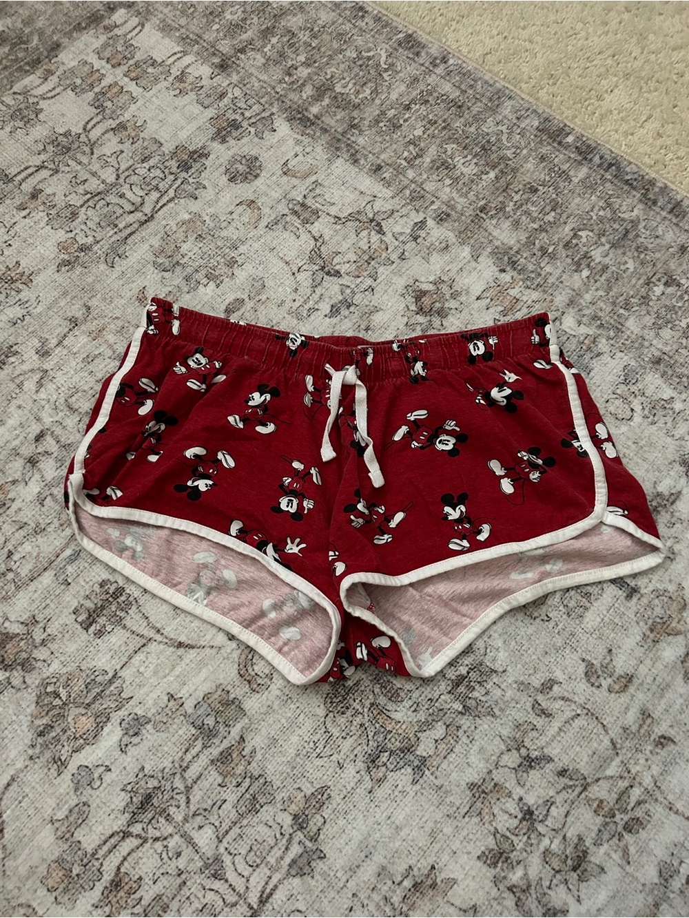 Disney Mickey Mouse Red Pajama Shorts Lounge Sleep Shorts Classic Character Prin